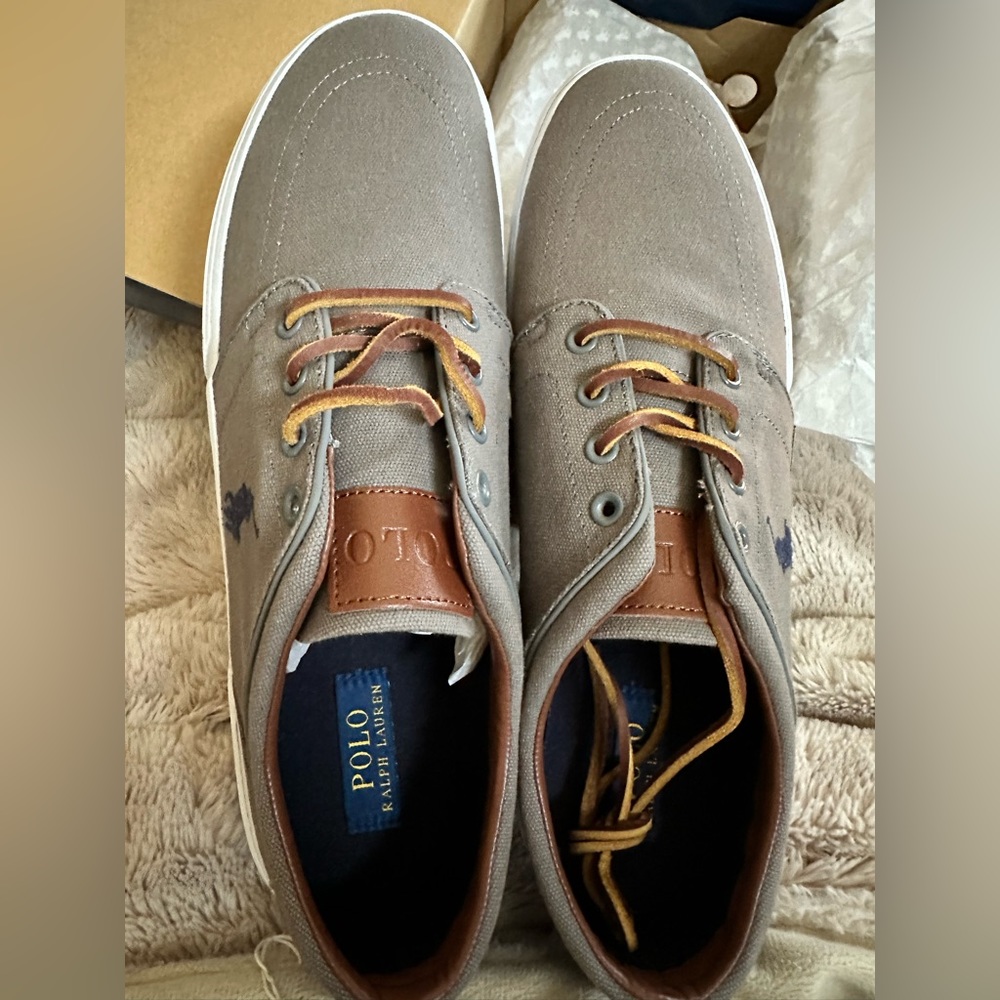 New. Polo Ralph Lauren Faxon Low-SK-VLX Navy Herringbone - Size 15 US